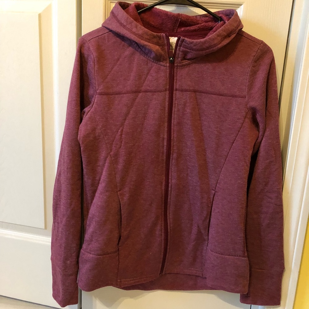 burgundy/maroon zip-up